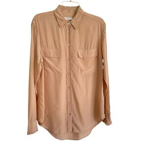 Equipment Femme Signature Silk Peach Button Down Shirt Size M